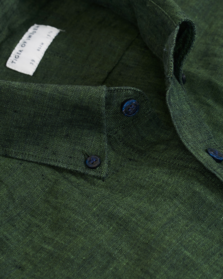 Herren | Hemden | Tiger of Sweden | Fenald Button Down Linen Shirt Green