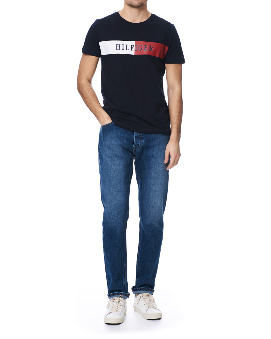 Herren | T-Shirts | Tommy Hilfiger | Organic Cotton Stripe Crew Neck Tee Desert Sky