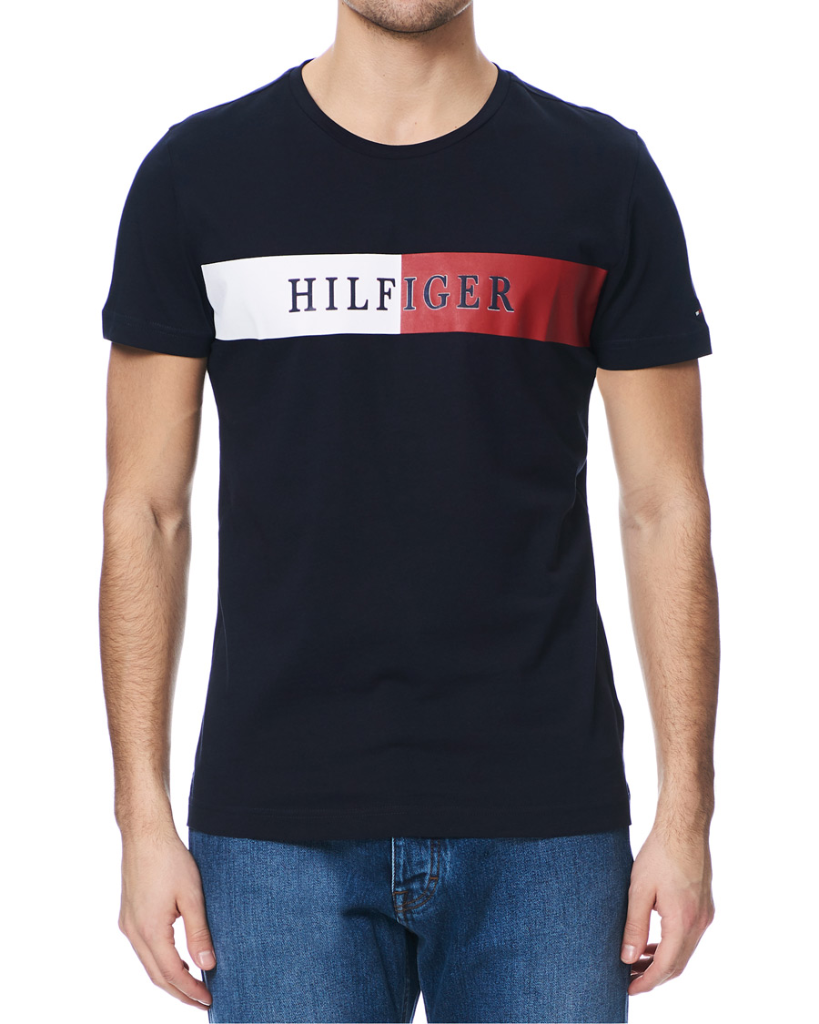 Herren | T-Shirts | Tommy Hilfiger | Organic Cotton Stripe Crew Neck Tee Desert Sky