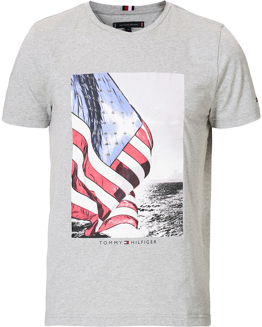 Herren | T-Shirts | Tommy Hilfiger | Flag Photo Print Crew Neck Tee Medium Grey Heather XL