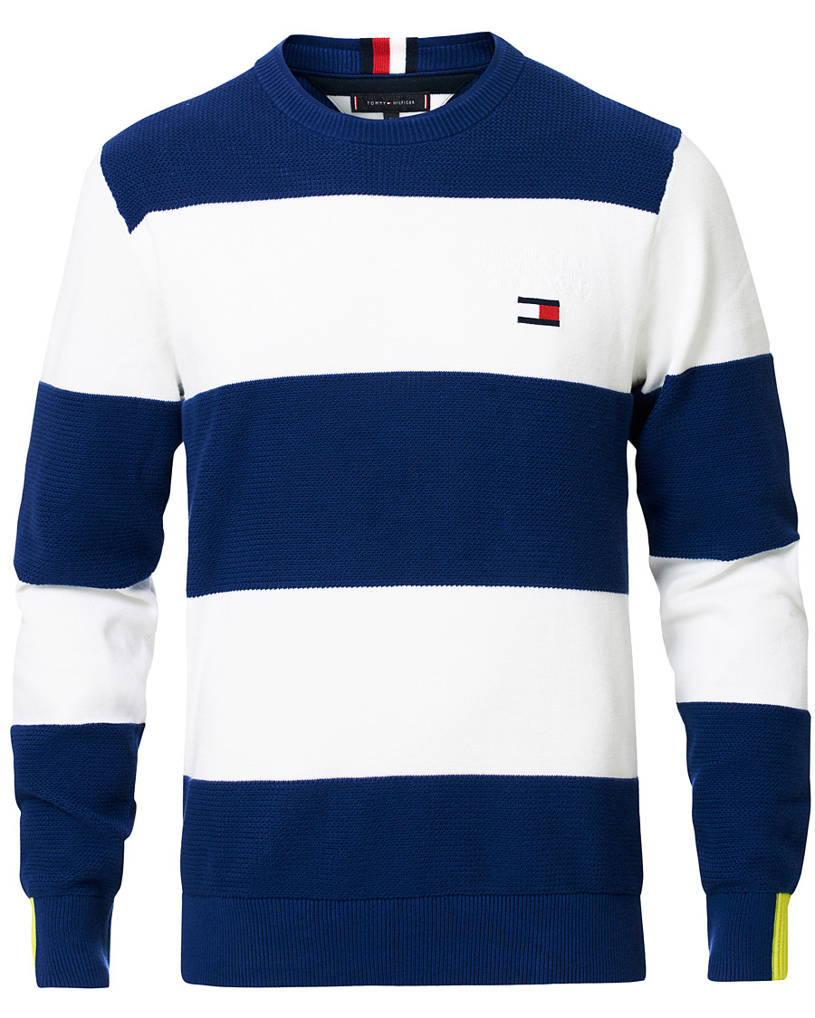 Herren | Pullover | Tommy Hilfiger | Neon Tipped Stripe Knitted Crew Neck Blue Ink