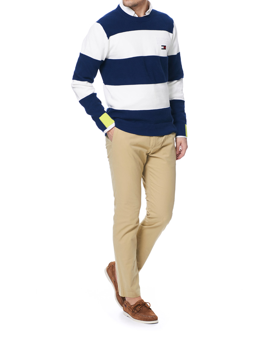 Herren | Pullover | Tommy Hilfiger | Neon Tipped Stripe Knitted Crew Neck Blue Ink