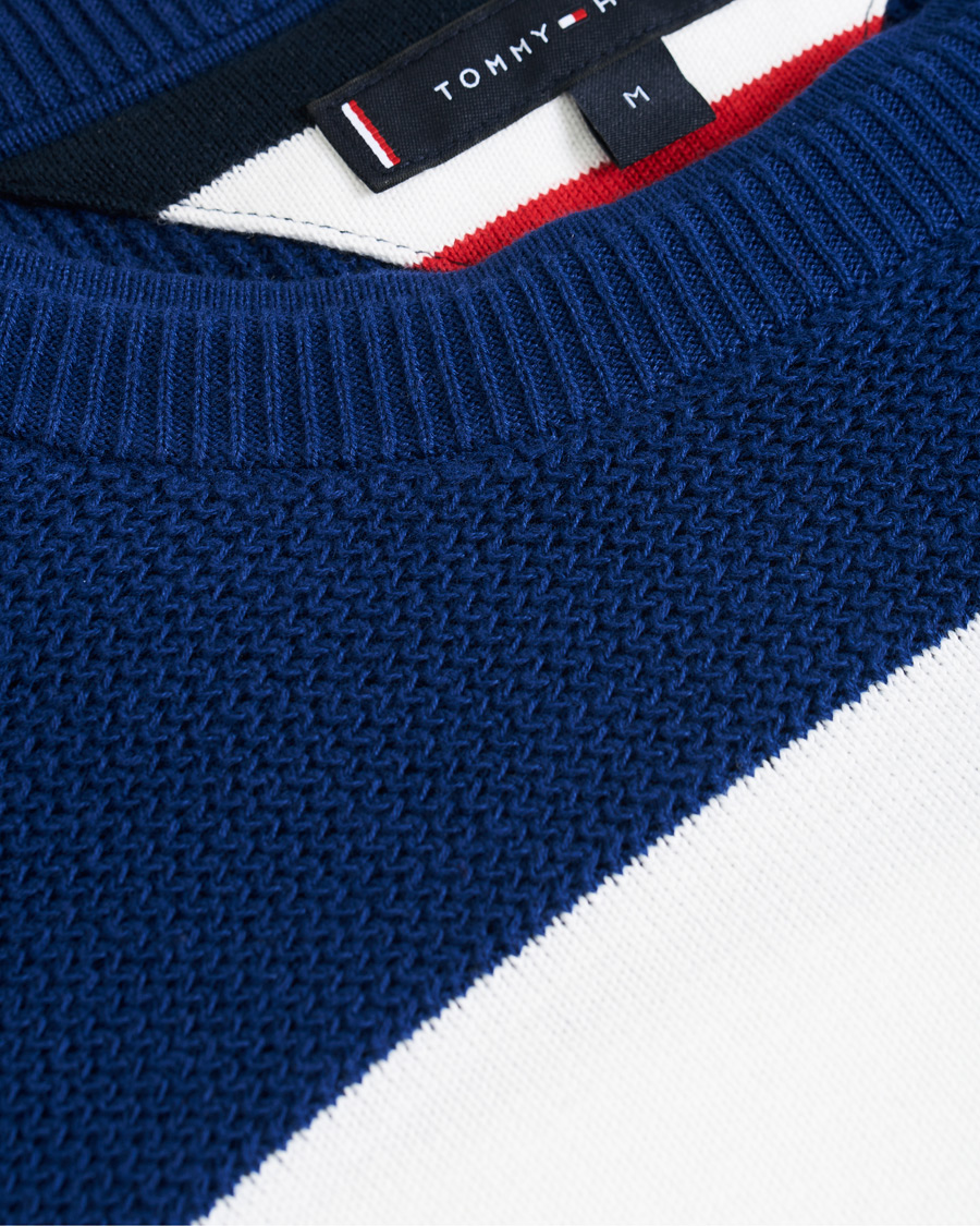 Herren | Pullover | Tommy Hilfiger | Neon Tipped Stripe Knitted Crew Neck Blue Ink