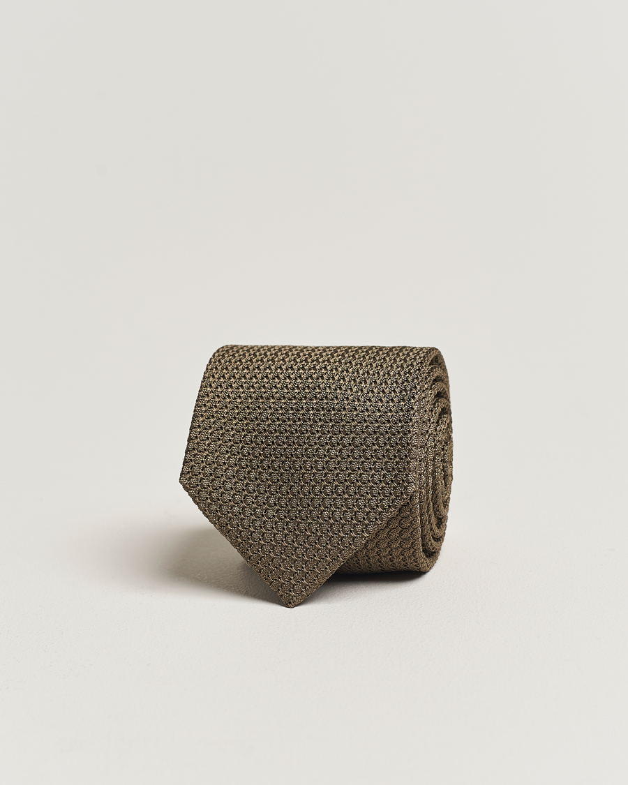 Herren | Amanda Christensen Silk Grenadine 8 cm Tie Olive | Amanda Christensen | Silk Grenadine 8 cm Tie Olive