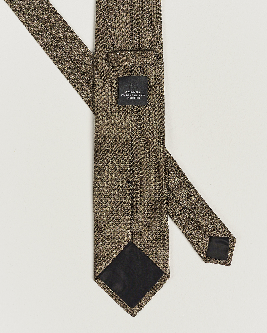 Herren | Amanda Christensen Silk Grenadine 8 cm Tie Olive | Amanda Christensen | Silk Grenadine 8 cm Tie Olive
