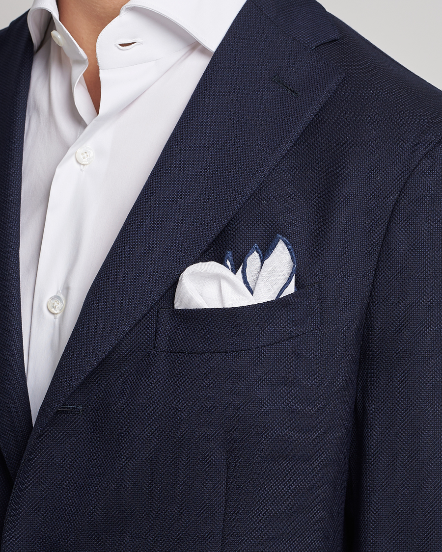 Herr |  | Amanda Christensen | Linen Paspoal Pocket Square White/Navy