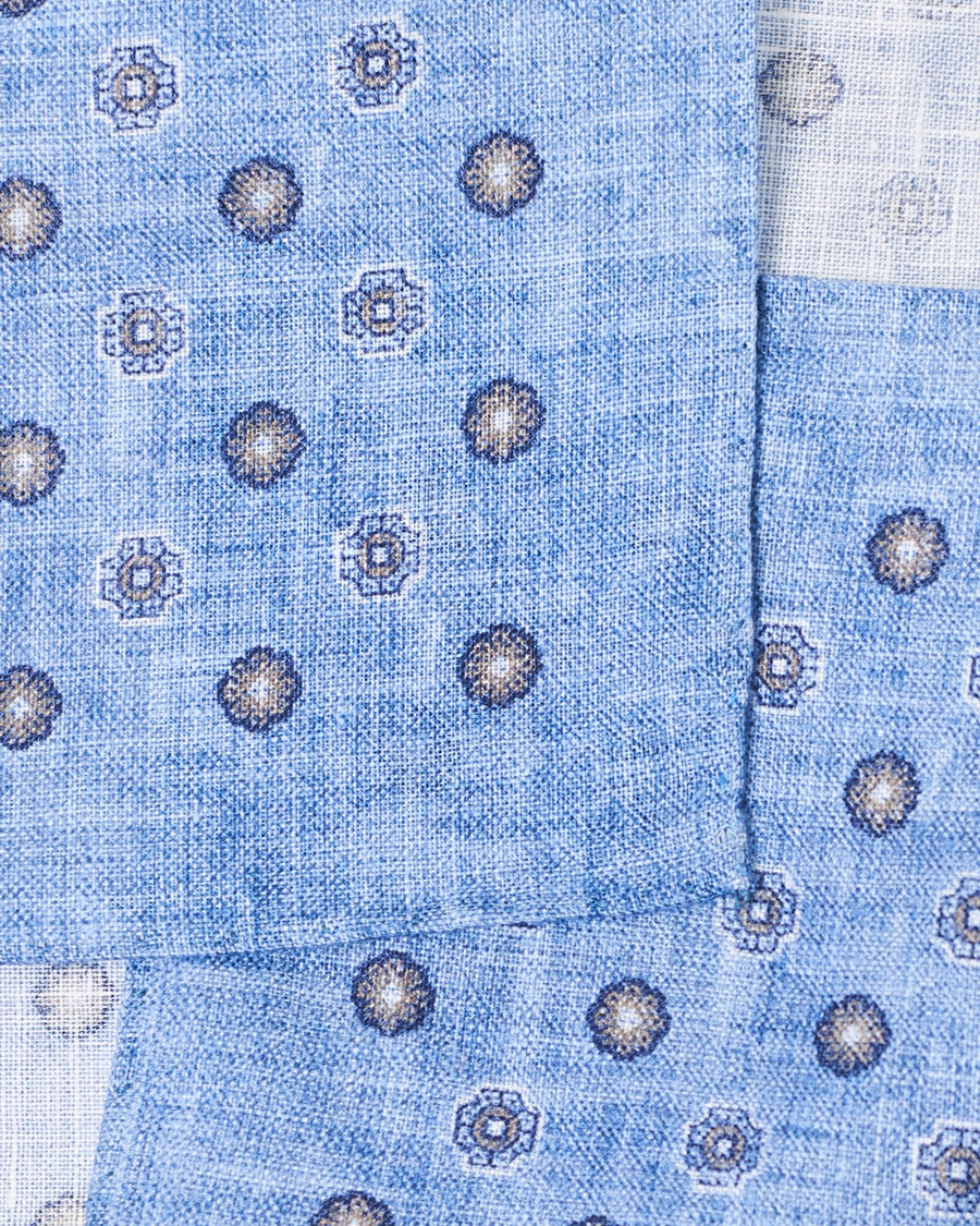 Herren |  | Amanda Christensen | Linen Medallion Pocket Square Sky Blue