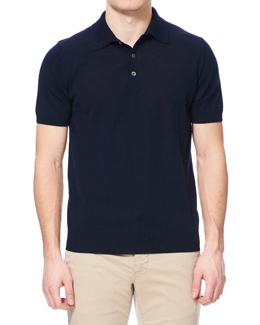 Herren | Poloshirts | Morris Heritage | Short Sleeve Knitted Polo Shirt Navy
