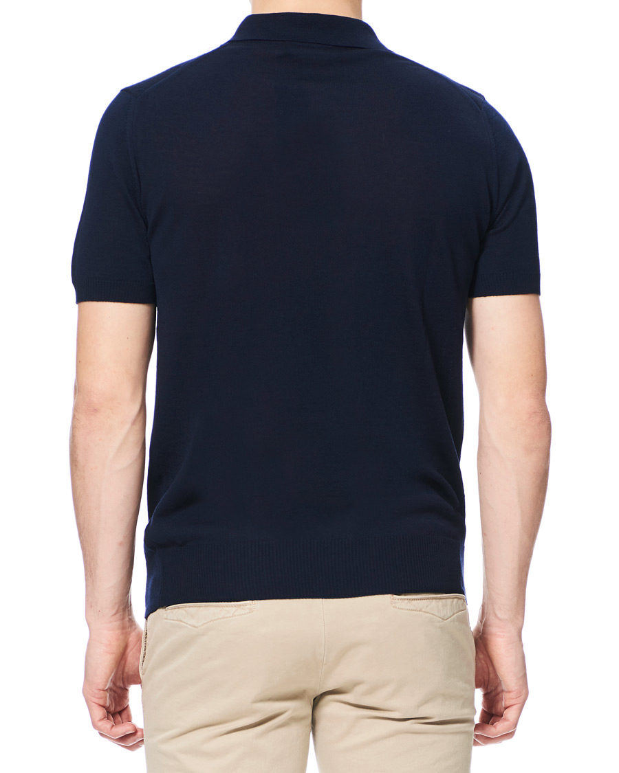 Herren | Poloshirts | Morris Heritage | Short Sleeve Knitted Polo Shirt Navy
