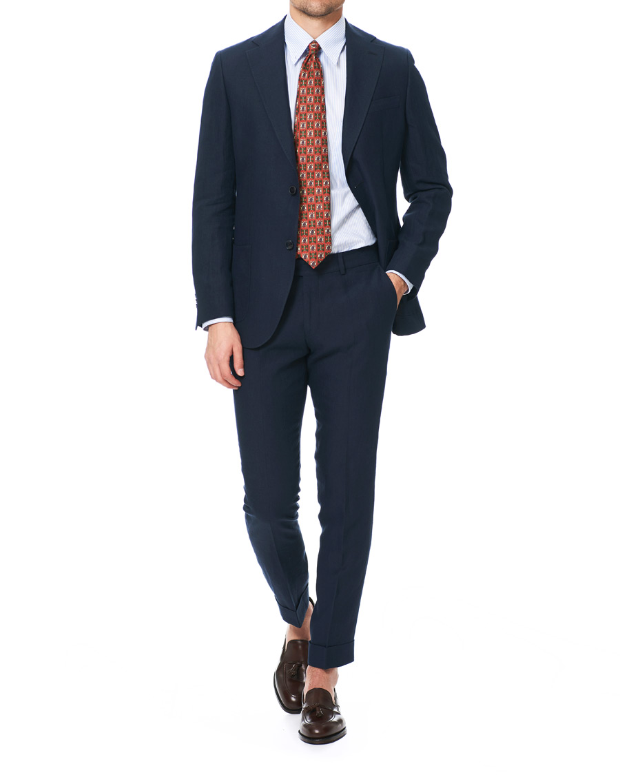 Herren | Sakkos | Morris Heritage | Mike Patch Pocket Linen Blazer Navy