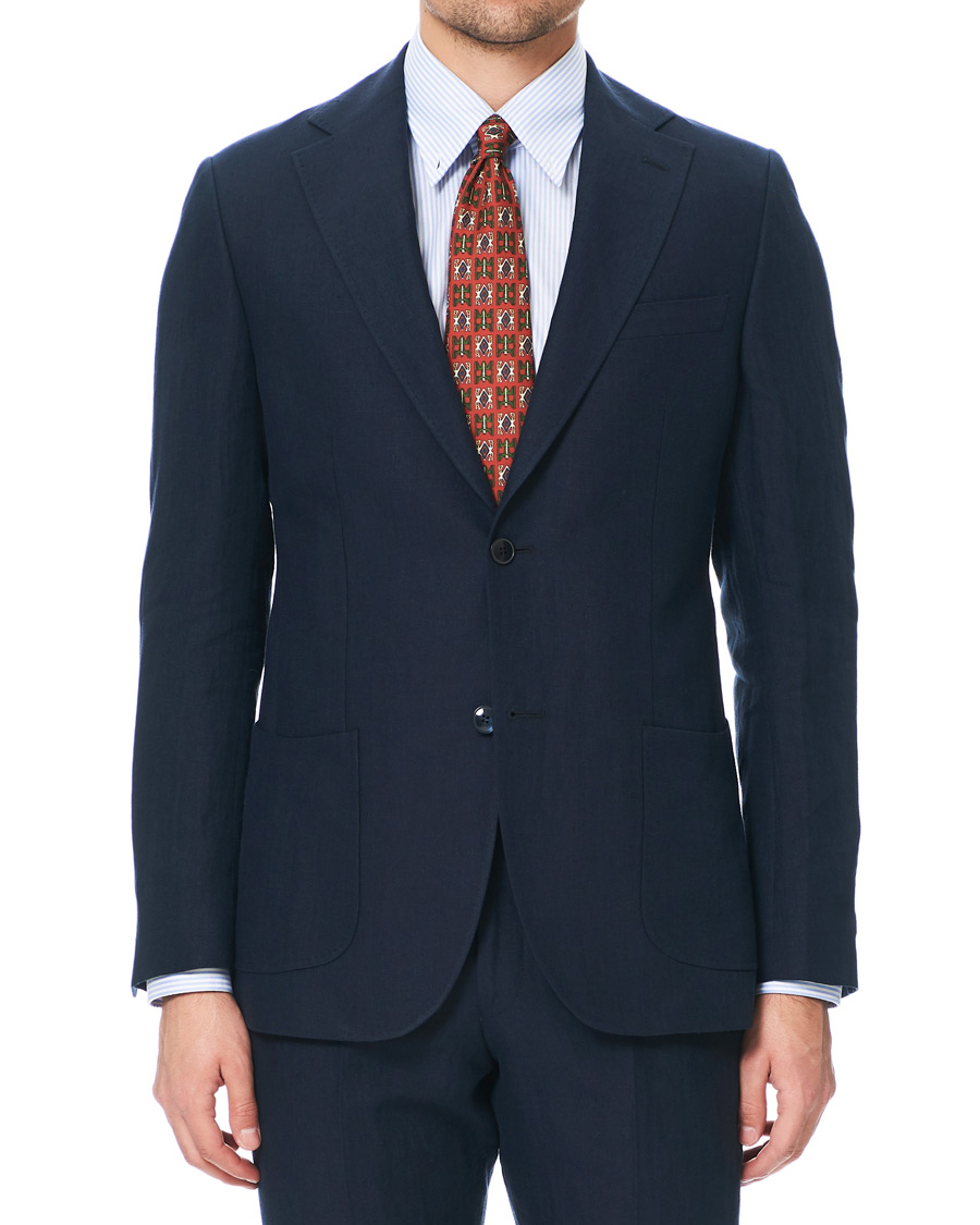 Herren | Sakkos | Morris Heritage | Mike Patch Pocket Linen Blazer Navy