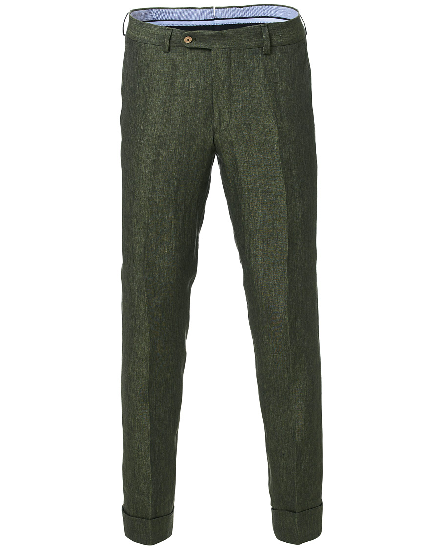 Herren | Hosen | Morris Heritage | Fred Linen Turn Up Trousers Green