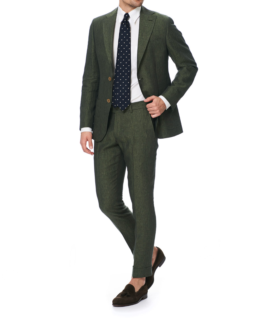 Herren | Hosen | Morris Heritage | Fred Linen Turn Up Trousers Green