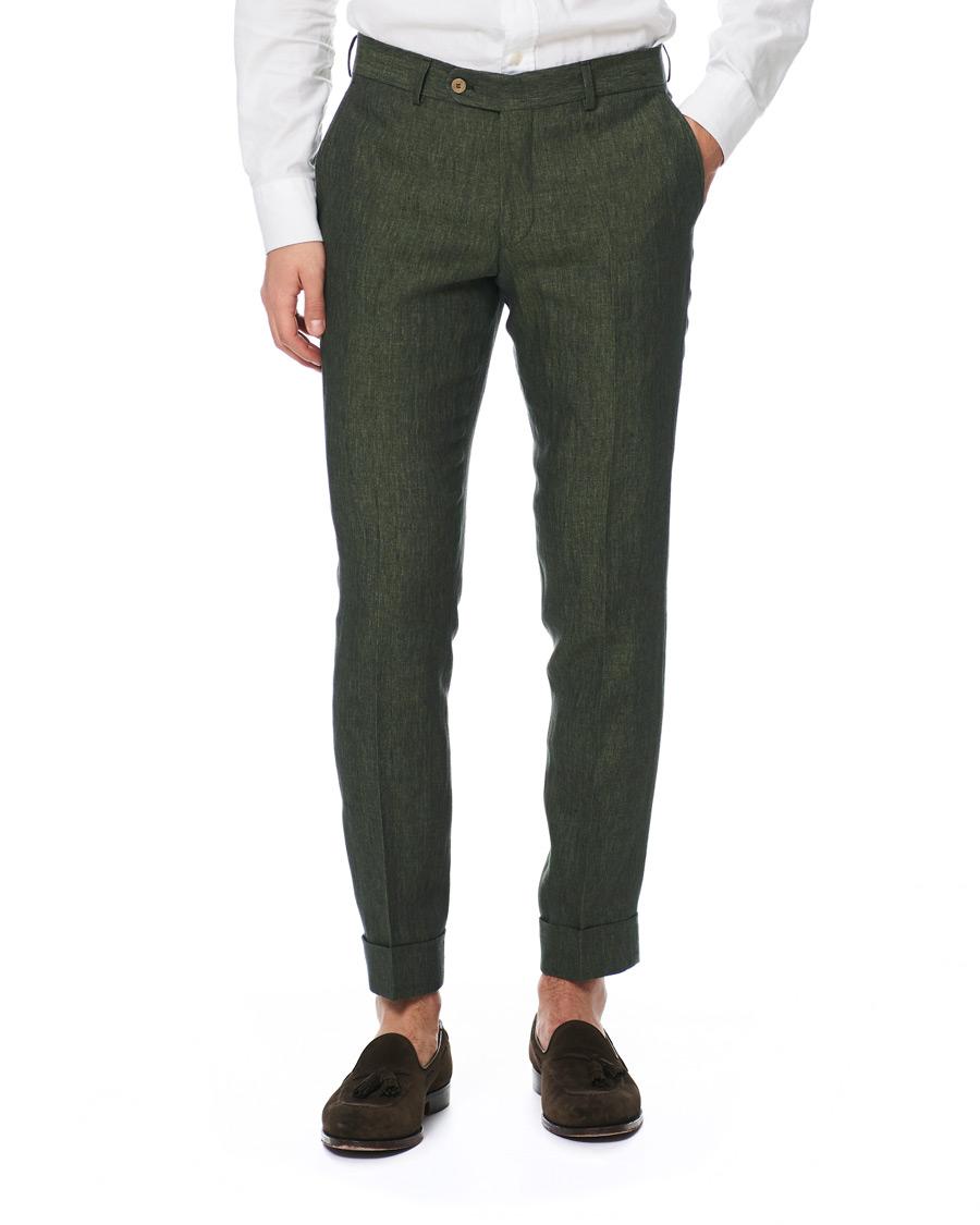 Herren | Hosen | Morris Heritage | Fred Linen Turn Up Trousers Green
