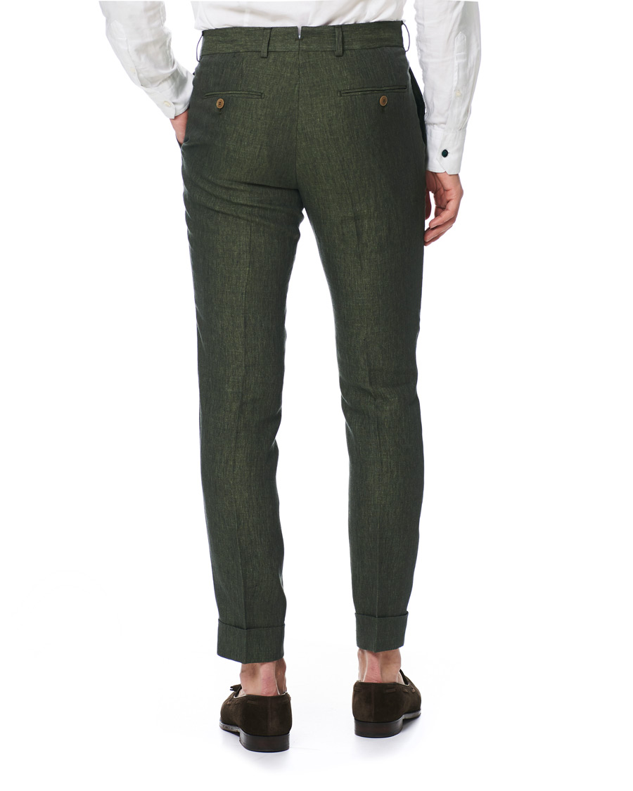 Herren | Hosen | Morris Heritage | Fred Linen Turn Up Trousers Green
