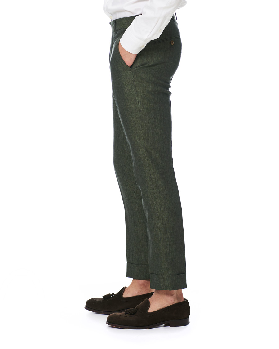 Herren | Hosen | Morris Heritage | Fred Linen Turn Up Trousers Green