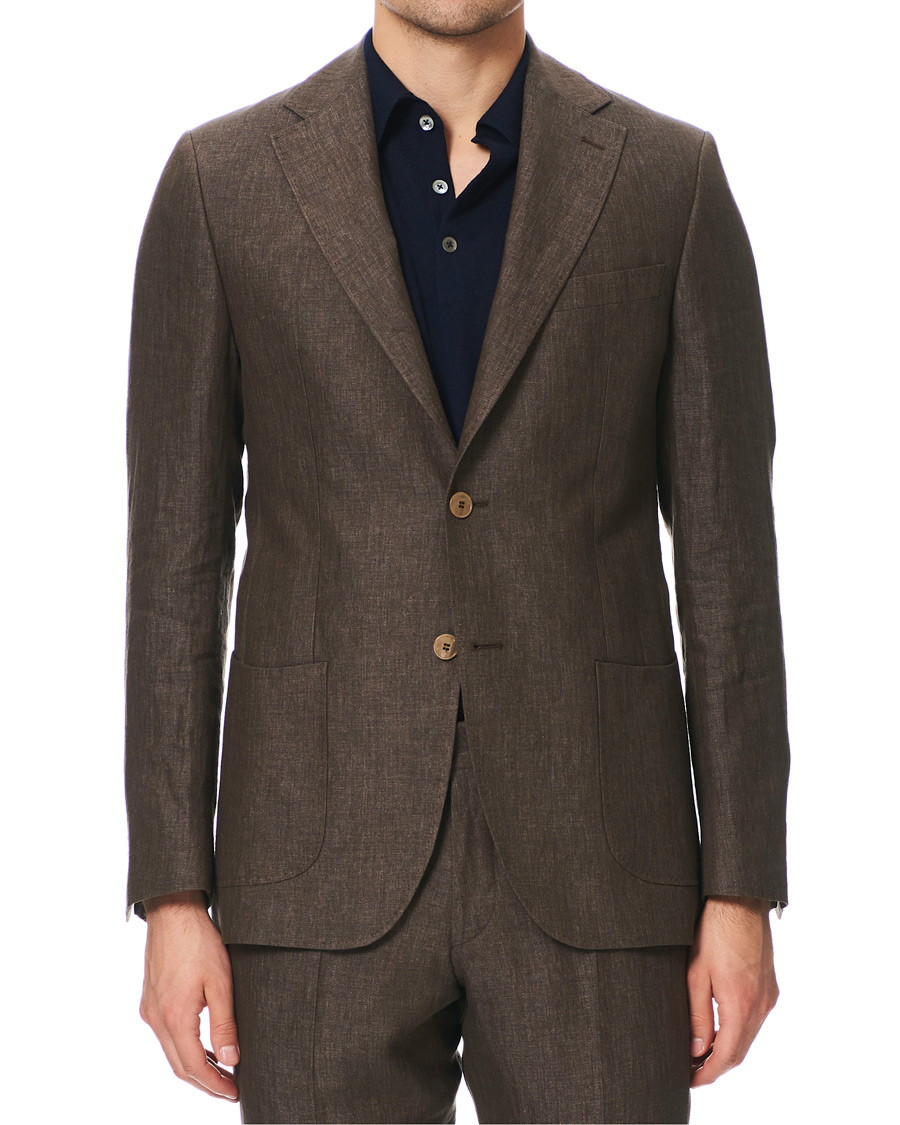 Herren | Sakkos | Morris Heritage | Mike Patch Pocket Linen Blazer Brown
