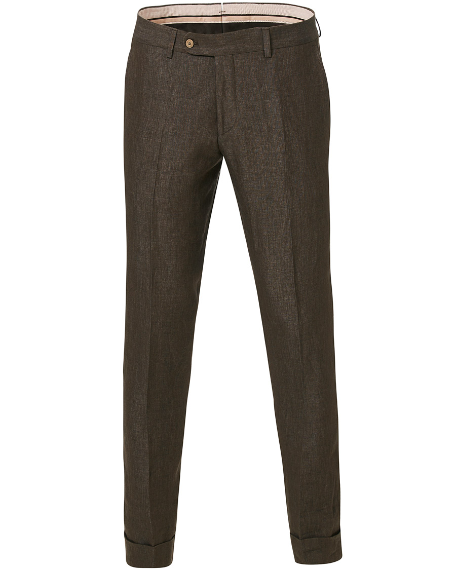 Herren | Hosen | Morris Heritage | Fred Linen Turn Up Trousers Brown