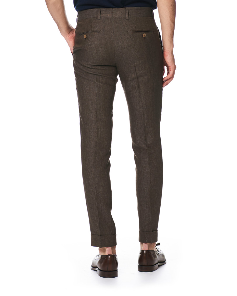 Herren | Hosen | Morris Heritage | Fred Linen Turn Up Trousers Brown