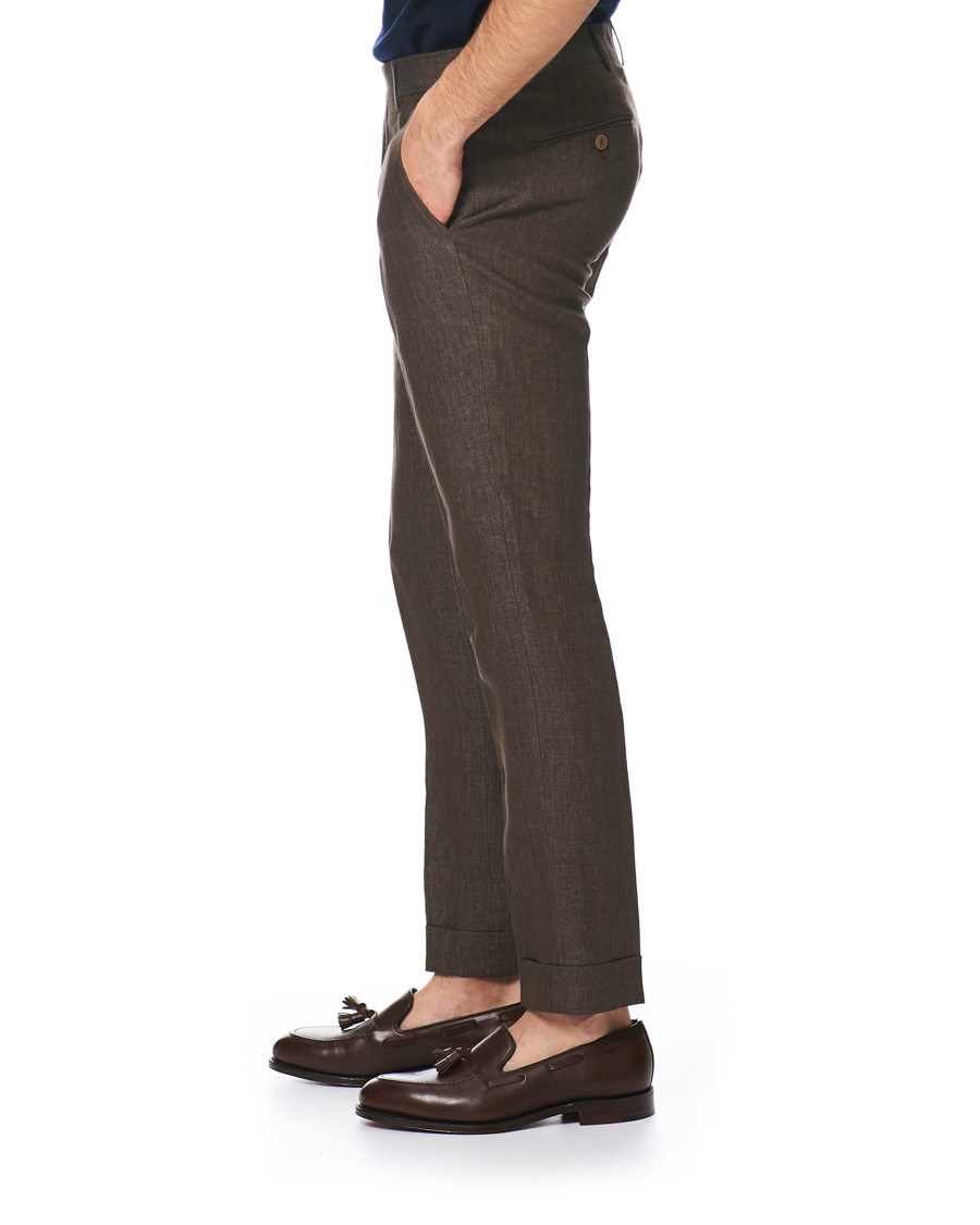 Herren | Hosen | Morris Heritage | Fred Linen Turn Up Trousers Brown