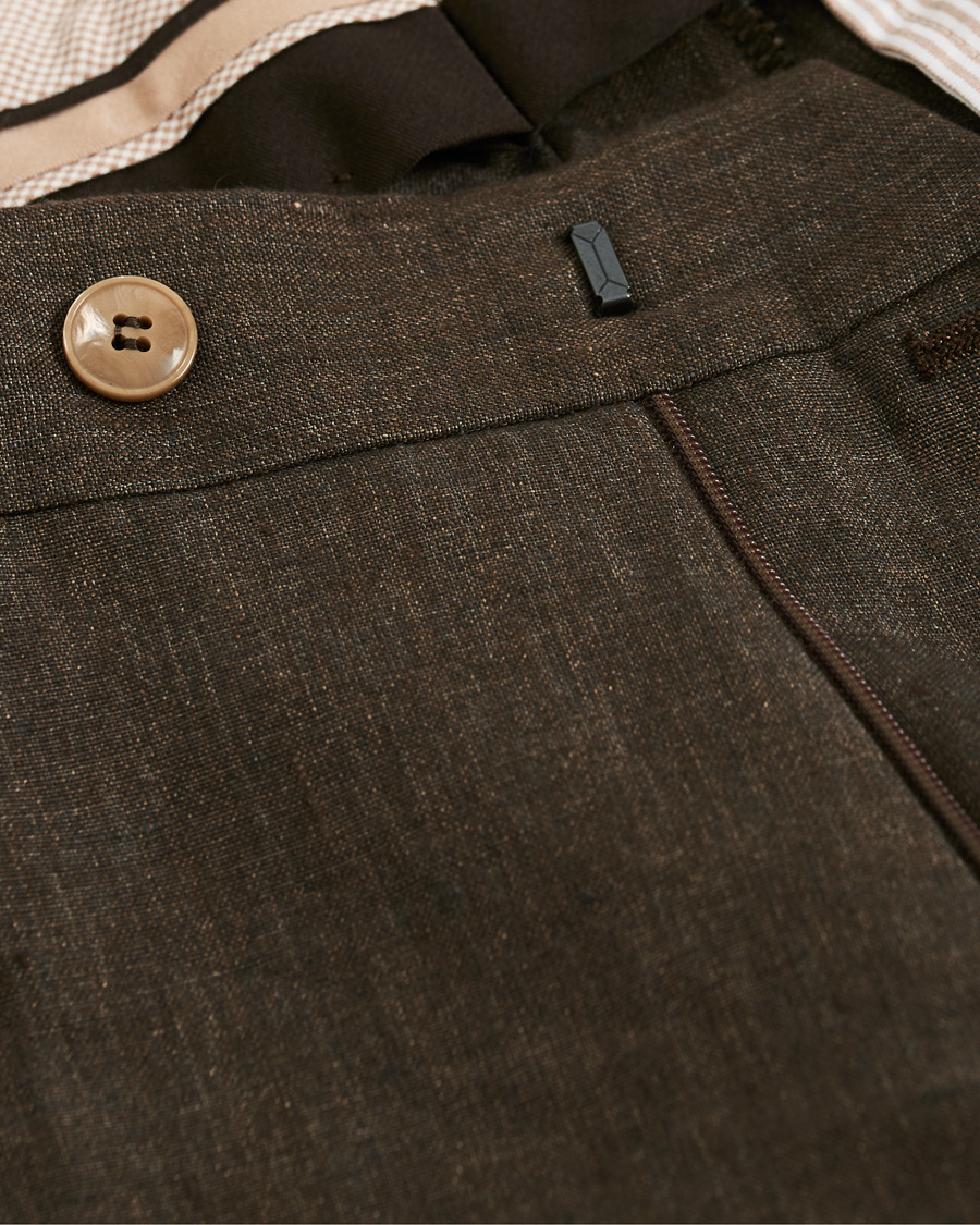 Herren | Hosen | Morris Heritage | Fred Linen Turn Up Trousers Brown