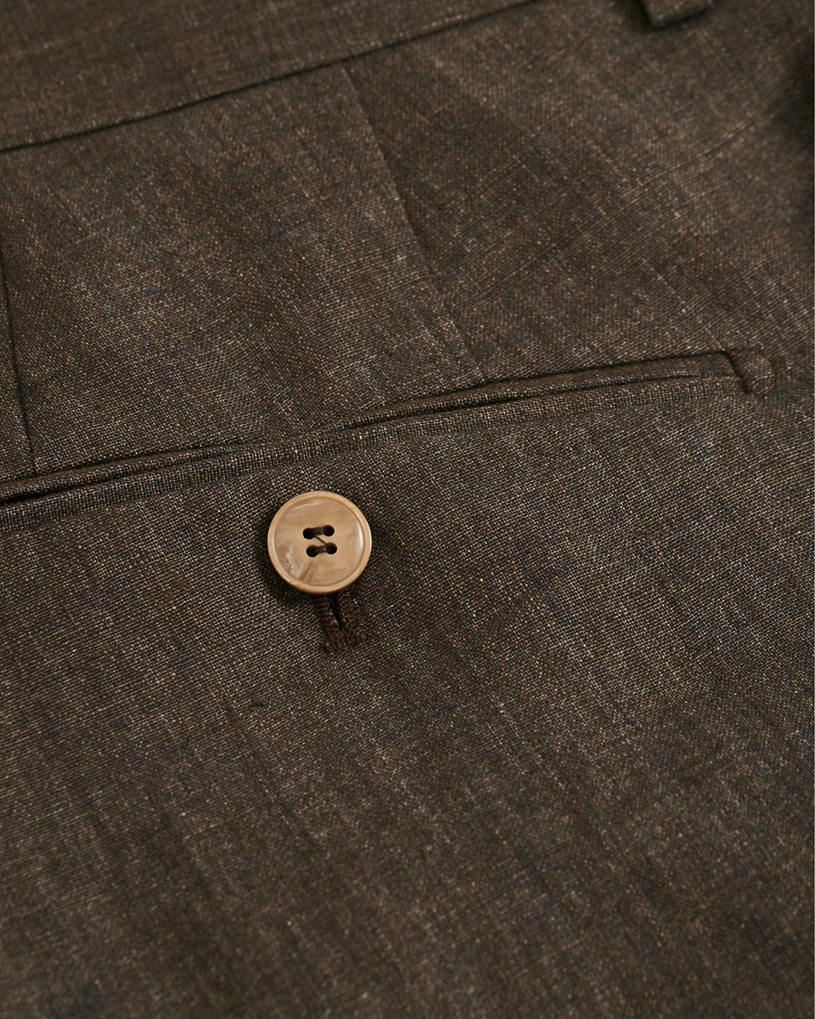 Herren | Hosen | Morris Heritage | Fred Linen Turn Up Trousers Brown