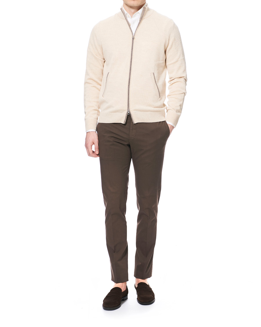 Herren | Pullover | Morris Heritage | Contrast Full Zip Cardigan Off White