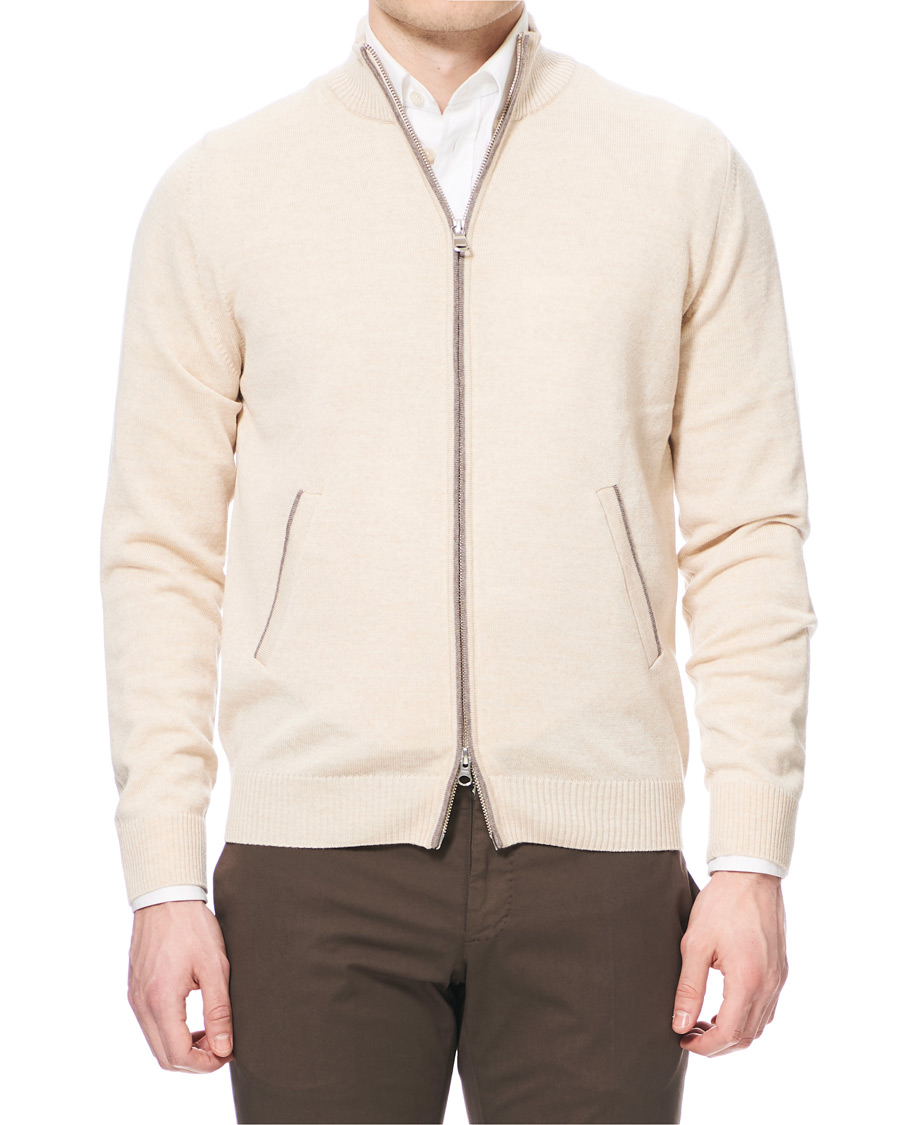 Herren | Pullover | Morris Heritage | Contrast Full Zip Cardigan Off White