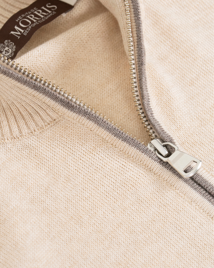 Herren | Pullover | Morris Heritage | Contrast Full Zip Cardigan Off White