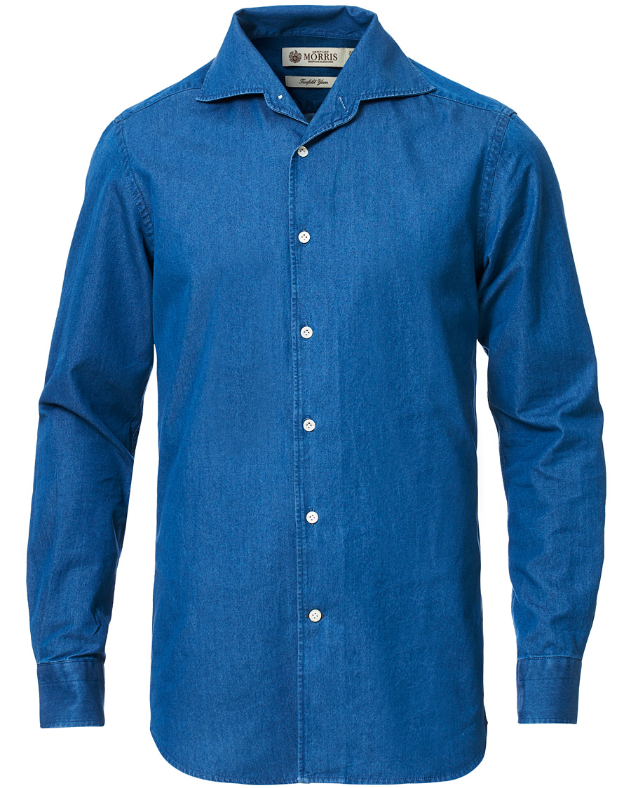 Herren | Hemden | Morris Heritage | One Piece Cut Away Collar Indigo Blue