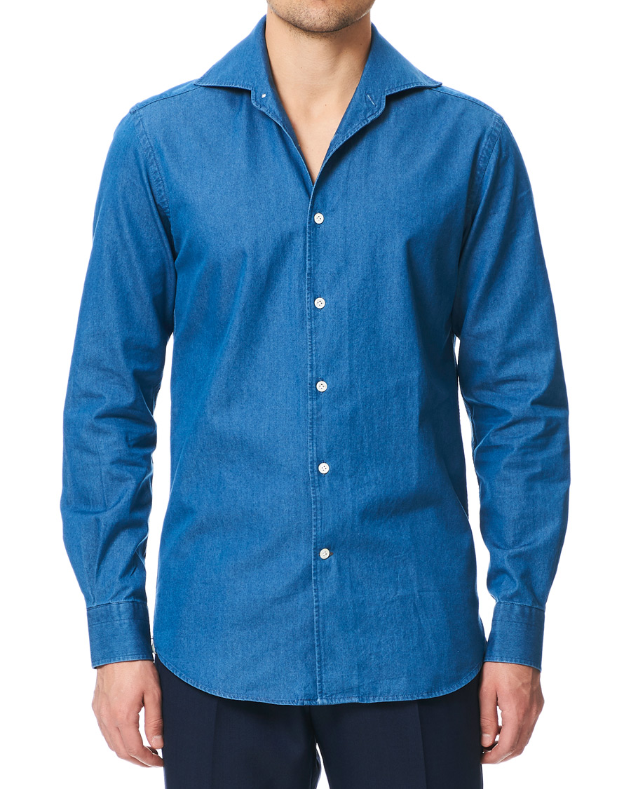 Herren | Hemden | Morris Heritage | One Piece Cut Away Collar Indigo Blue