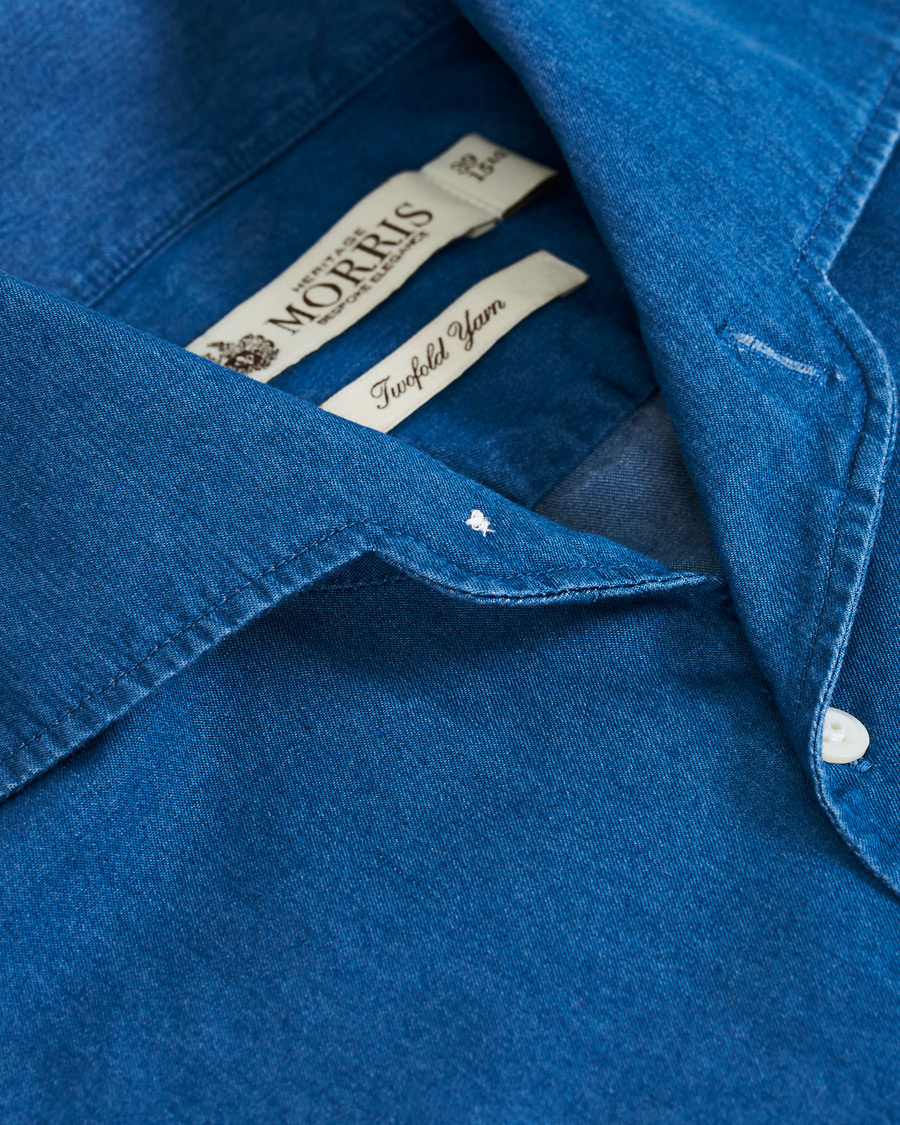 Herren | Hemden | Morris Heritage | One Piece Cut Away Collar Indigo Blue