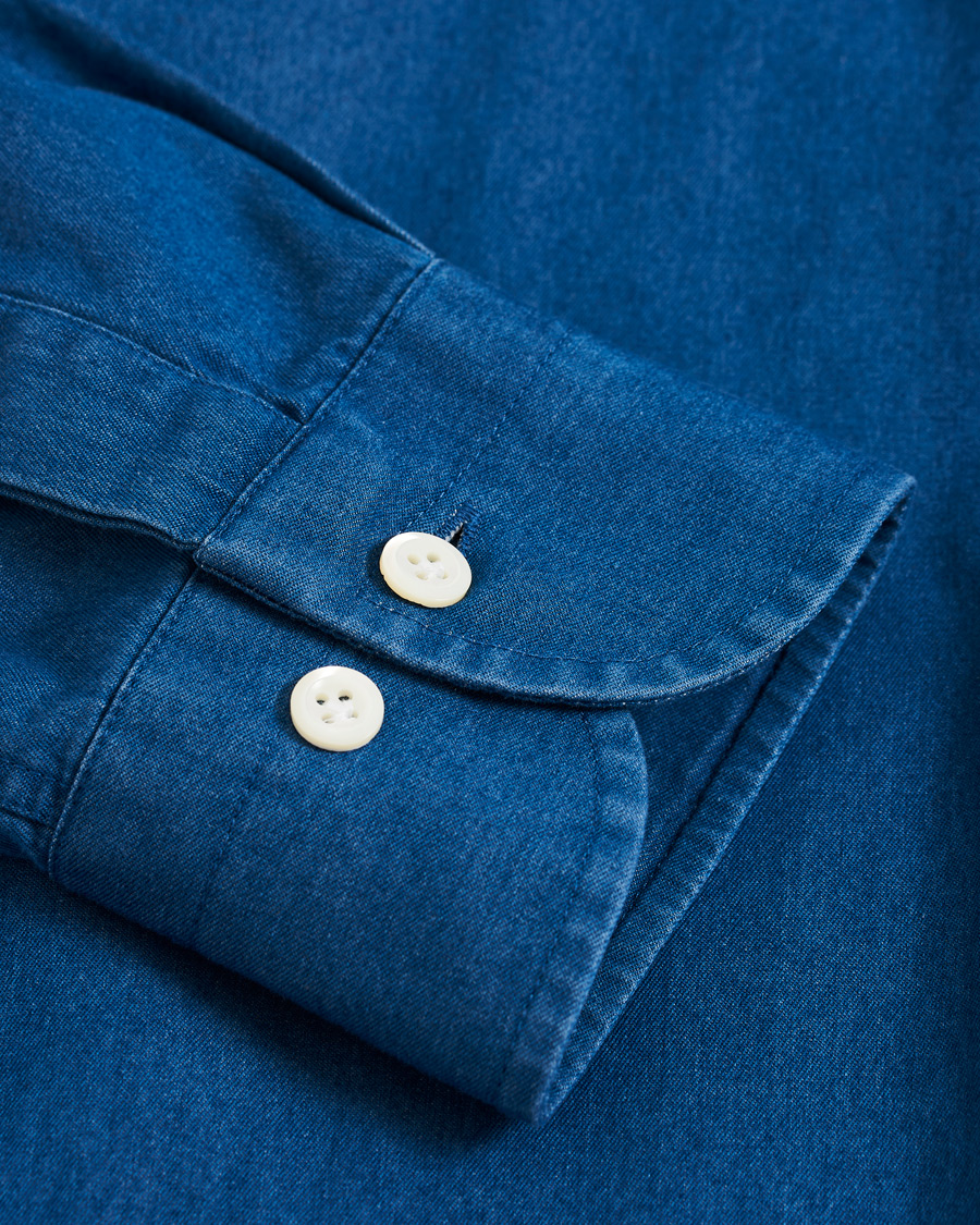 Herren | Hemden | Morris Heritage | One Piece Cut Away Collar Indigo Blue