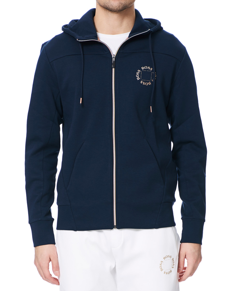 Herren | Pullover | BOSS GREEN | BOSS Athleisure Saggy Circle Full-Zip Hoodie Navy/Rosé Gold