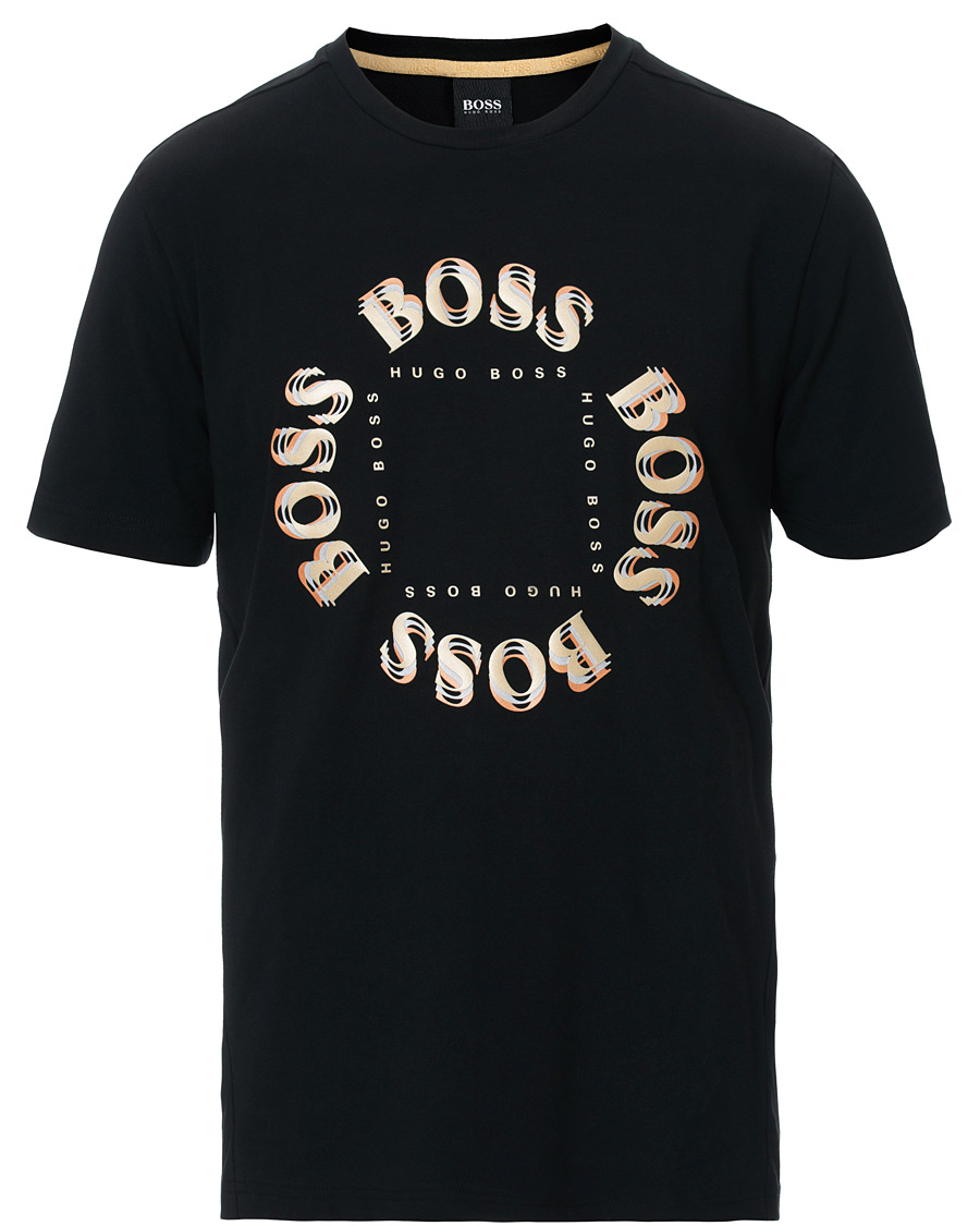 Herren | T-Shirts | BOSS GREEN | BOSS Athleisure Circle Logo Tee Black/Gold