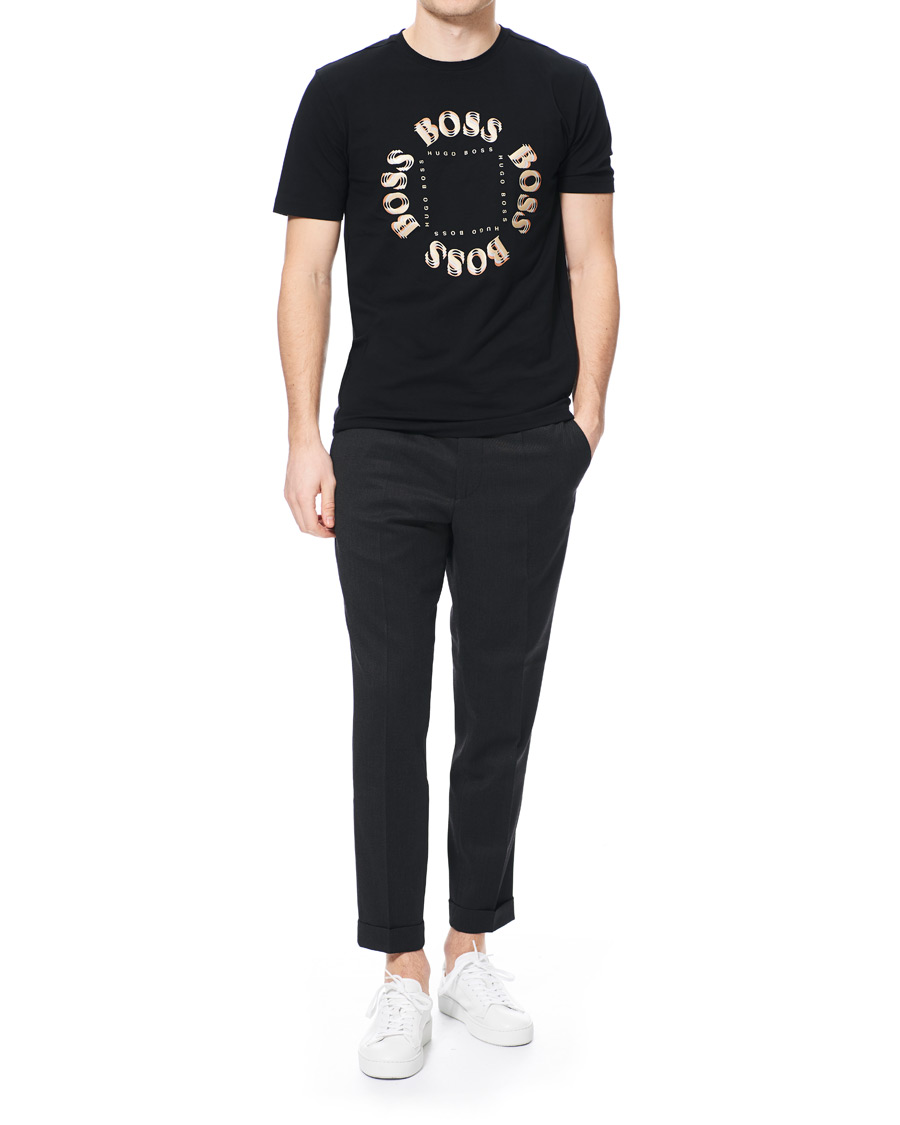 Herren | T-Shirts | BOSS GREEN | BOSS Athleisure Circle Logo Tee Black/Gold