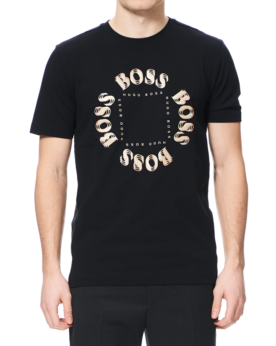 Herren | T-Shirts | BOSS GREEN | BOSS Athleisure Circle Logo Tee Black/Gold