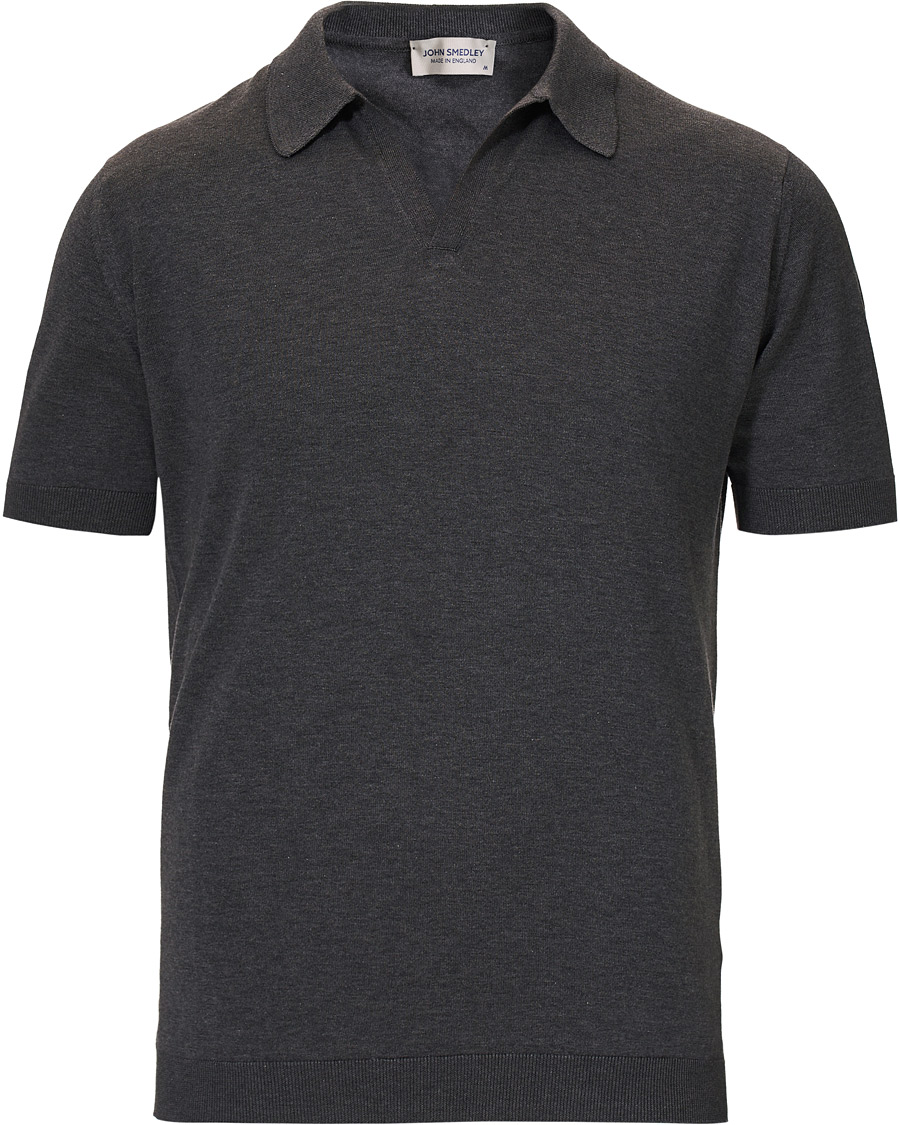Herren | Poloshirts | John Smedley | Noah Skipper Collar Sea Island Polo Charcoal
