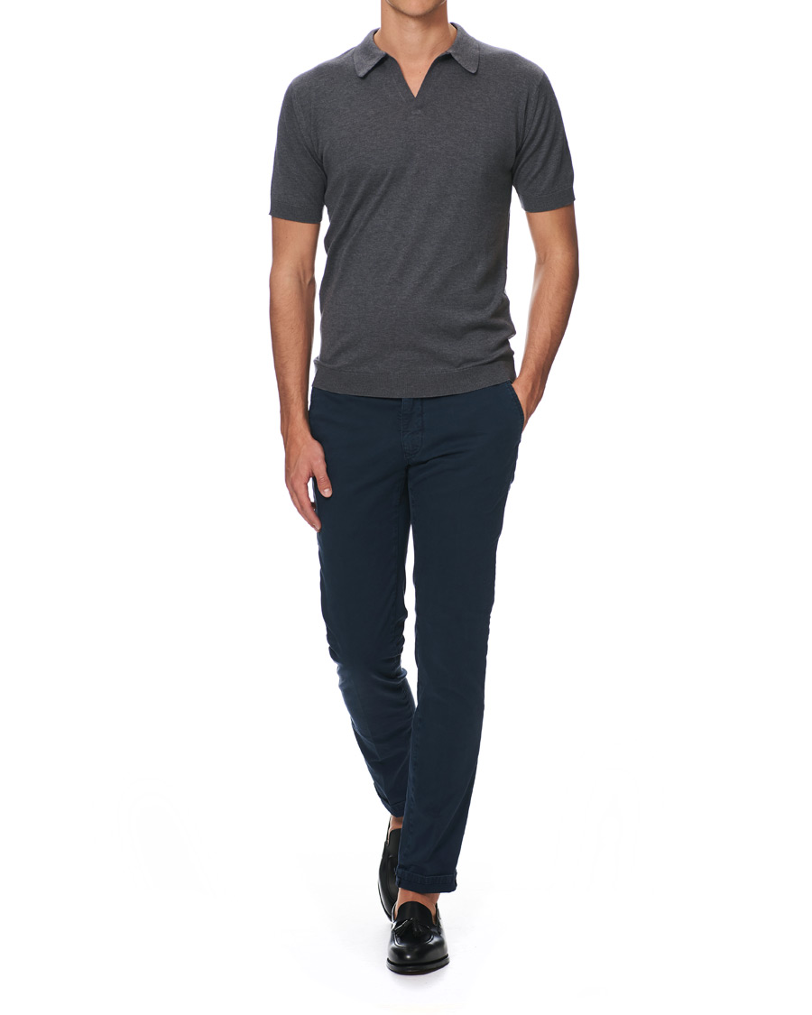 Herren | Poloshirts | John Smedley | Noah Skipper Collar Sea Island Polo Charcoal