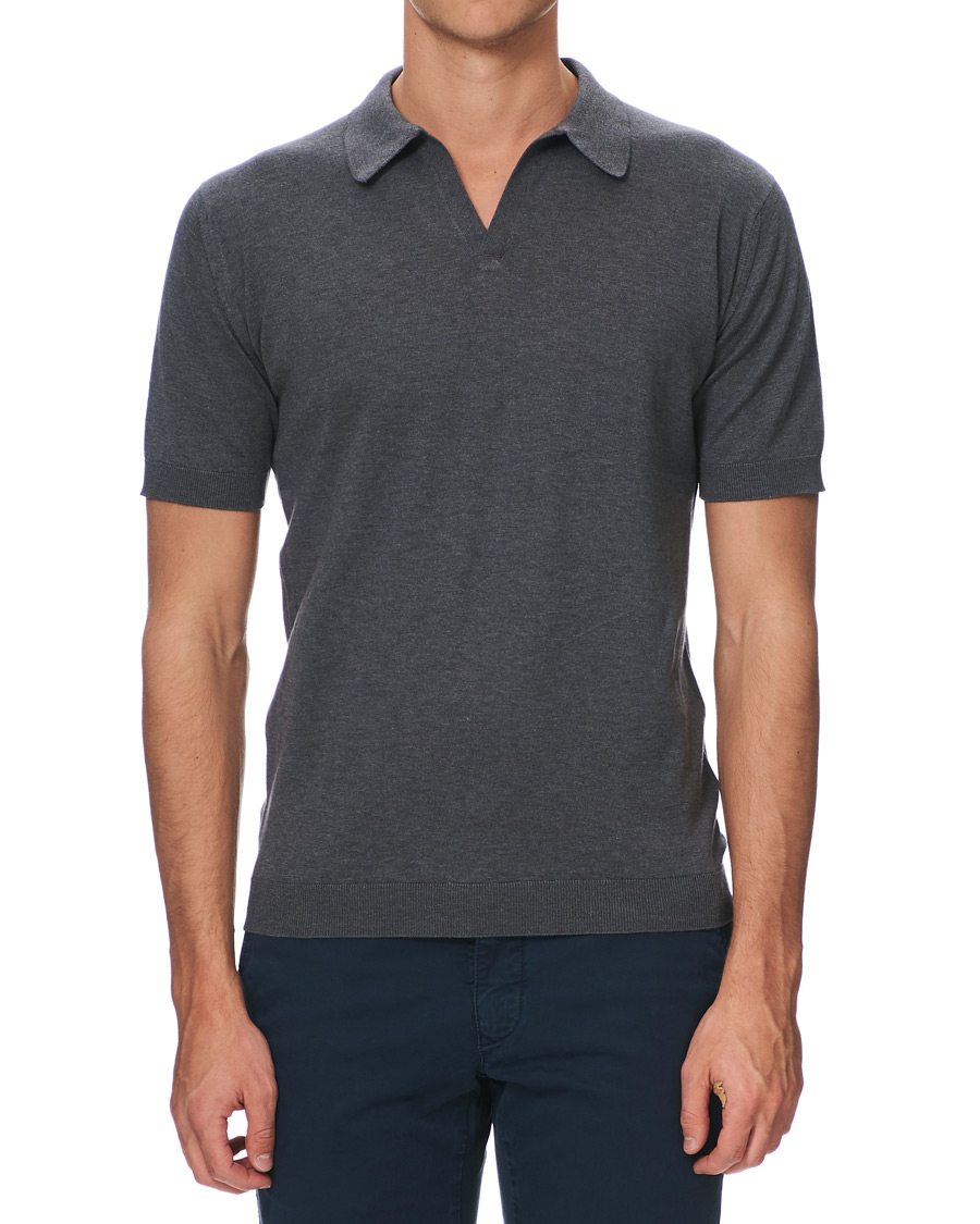 Herren | Poloshirts | John Smedley | Noah Skipper Collar Sea Island Polo Charcoal