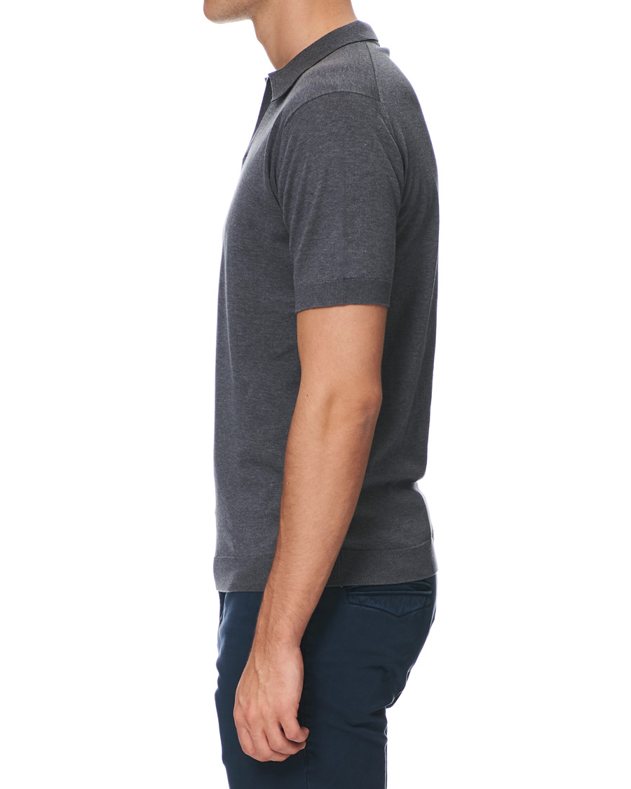 Herren | Poloshirts | John Smedley | Noah Skipper Collar Sea Island Polo Charcoal