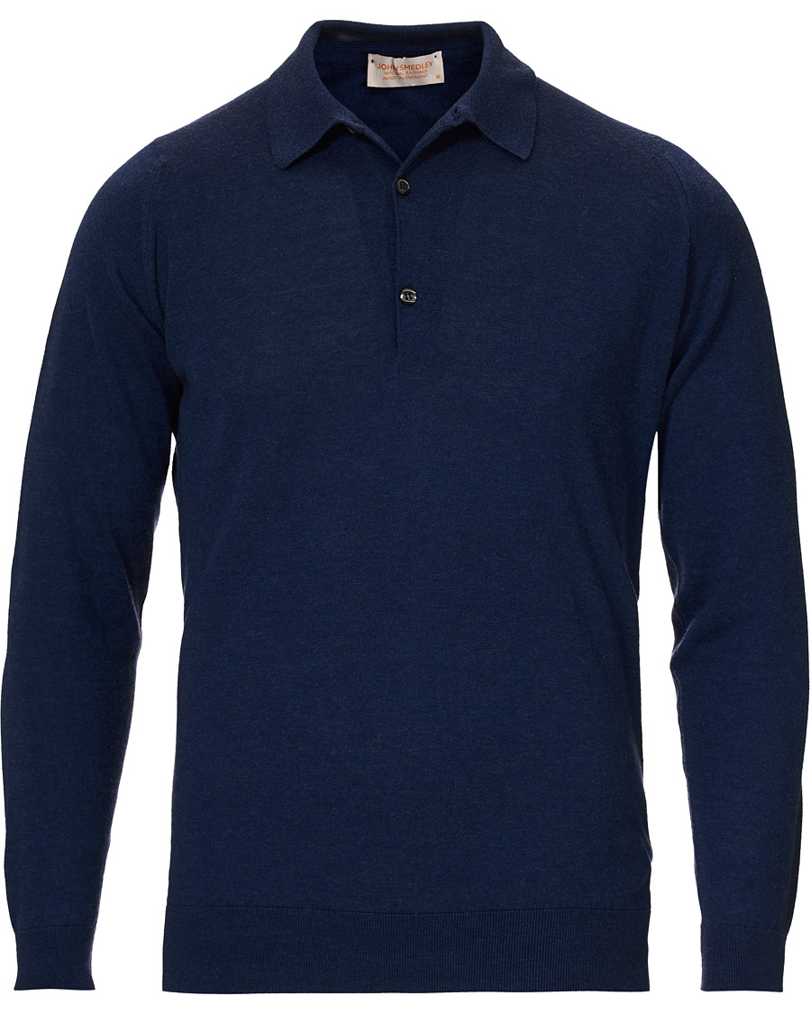 Herren | Pullover | John Smedley | Lanley Cotton/Cashmere Polo Pullover Indigo