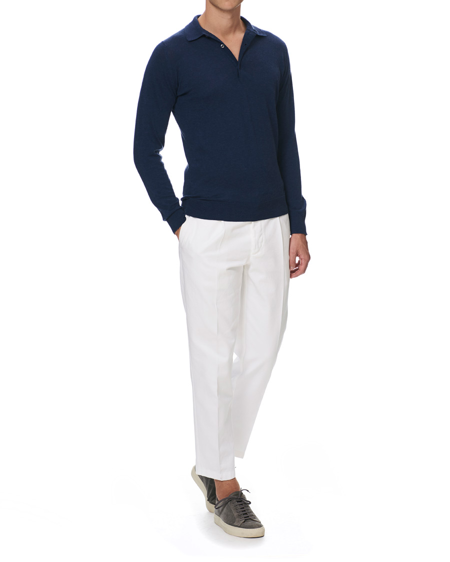 Herren | Pullover | John Smedley | Lanley Cotton/Cashmere Polo Pullover Indigo