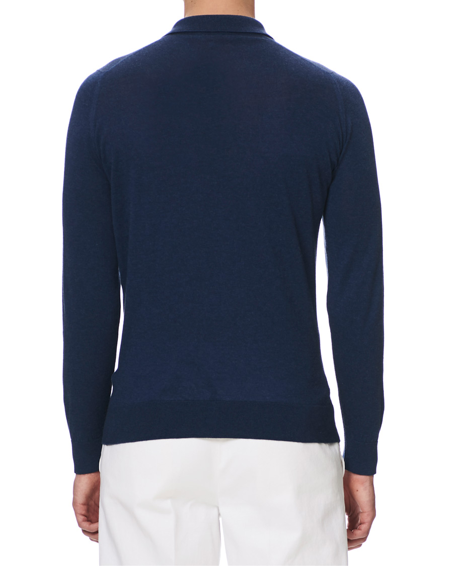 Herren | Pullover | John Smedley | Lanley Cotton/Cashmere Polo Pullover Indigo