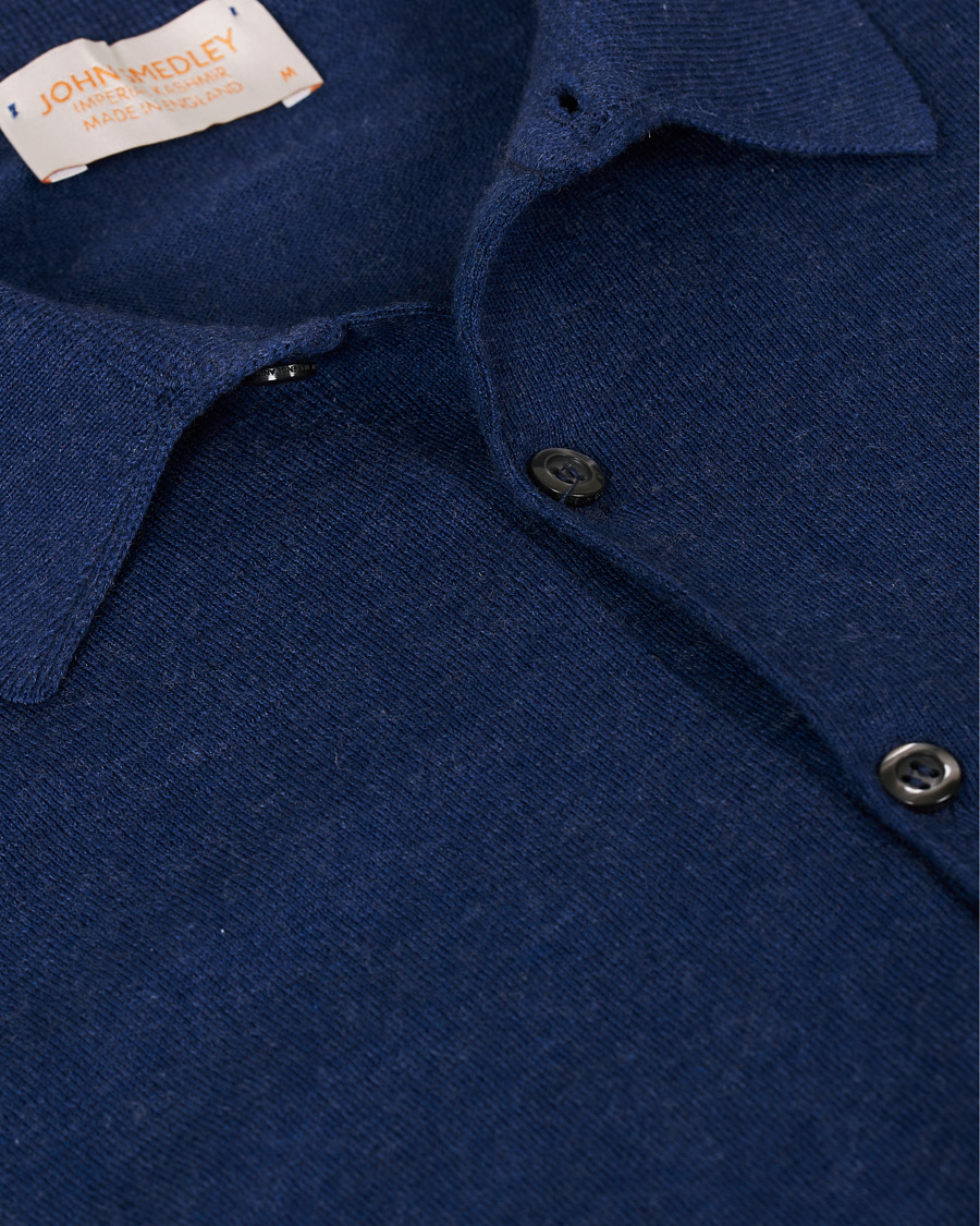 Herren | Pullover | John Smedley | Lanley Cotton/Cashmere Polo Pullover Indigo