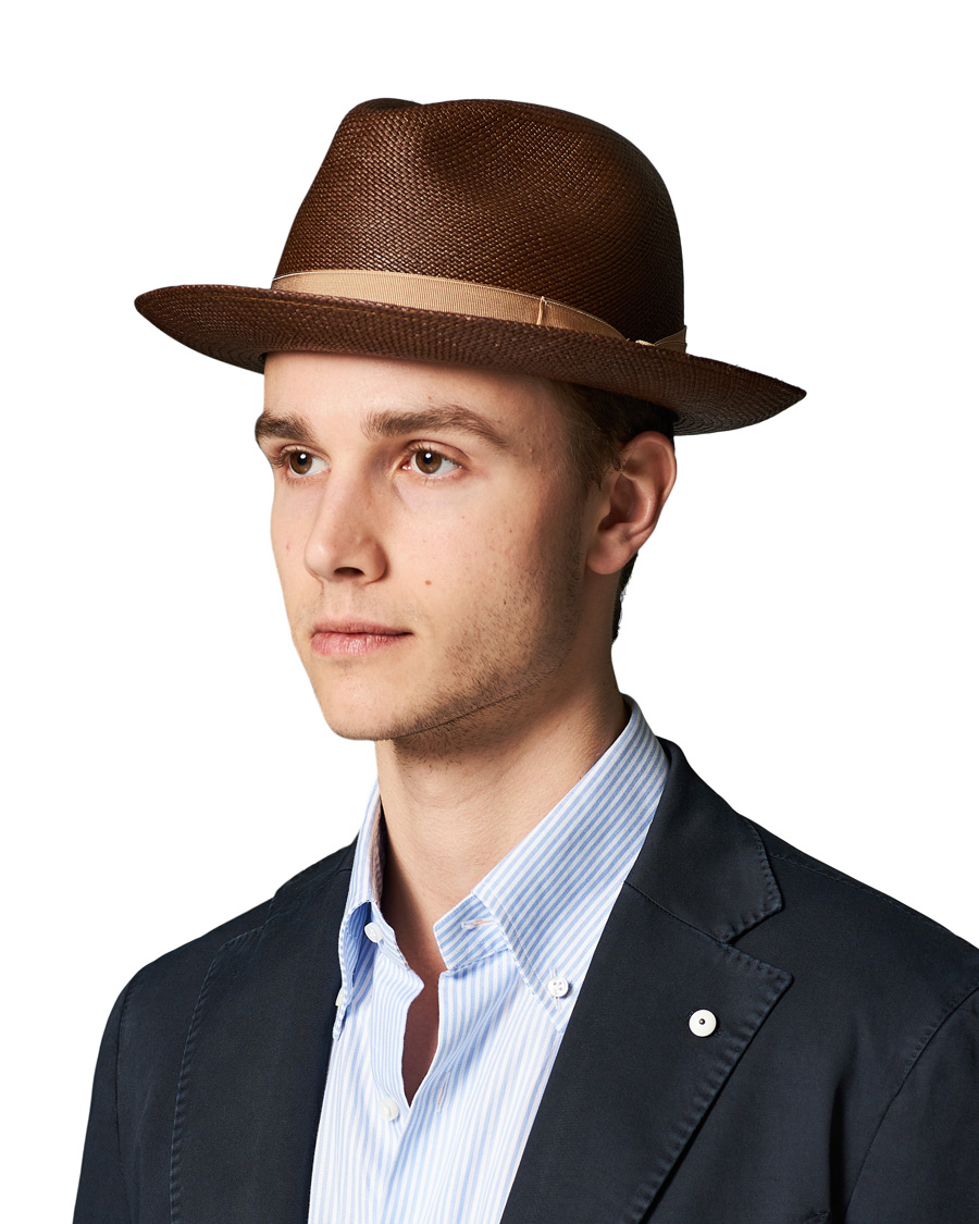 Herren | Borsalino Panama Quito With Medium Brim Brown/Beige | Borsalino | Panama Quito With Medium Brim Brown/Beige