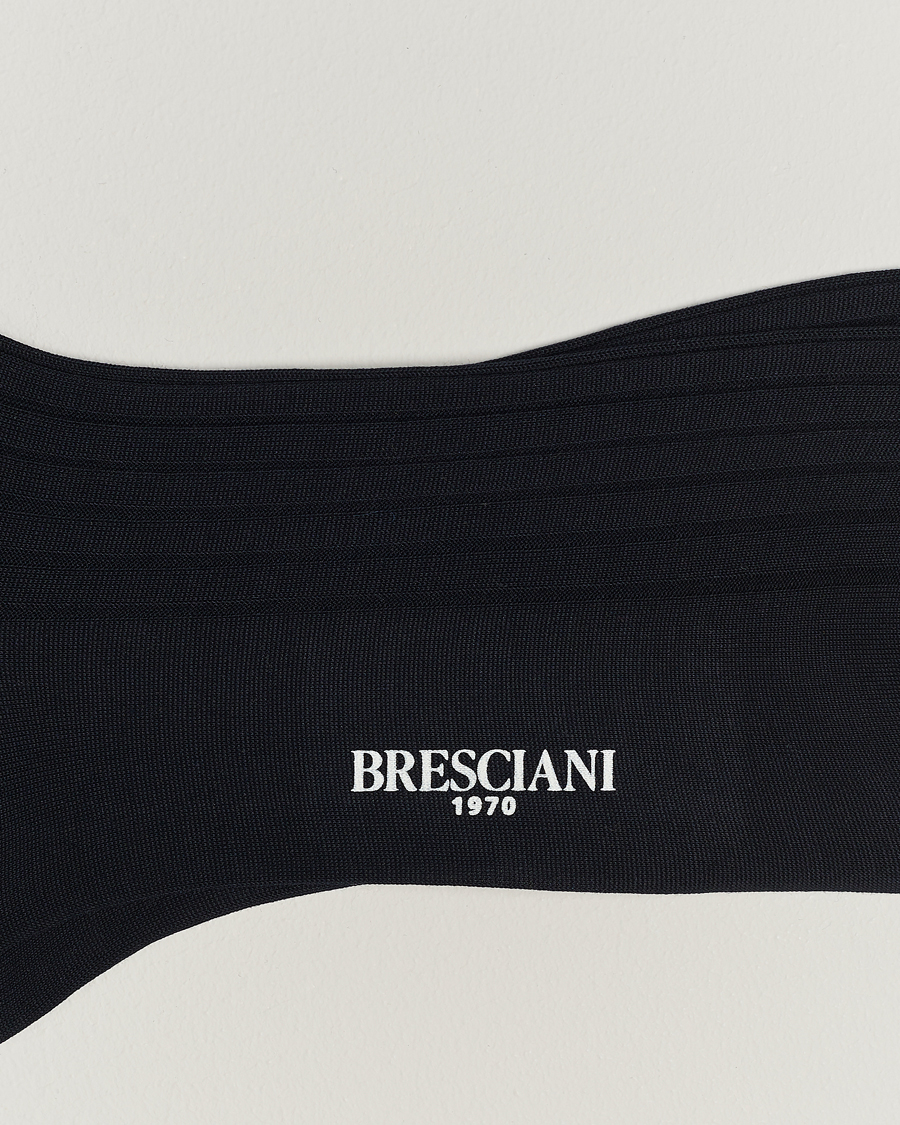 Herren | Italian Department | Bresciani | Cotton Ribbed Short Socks Navy