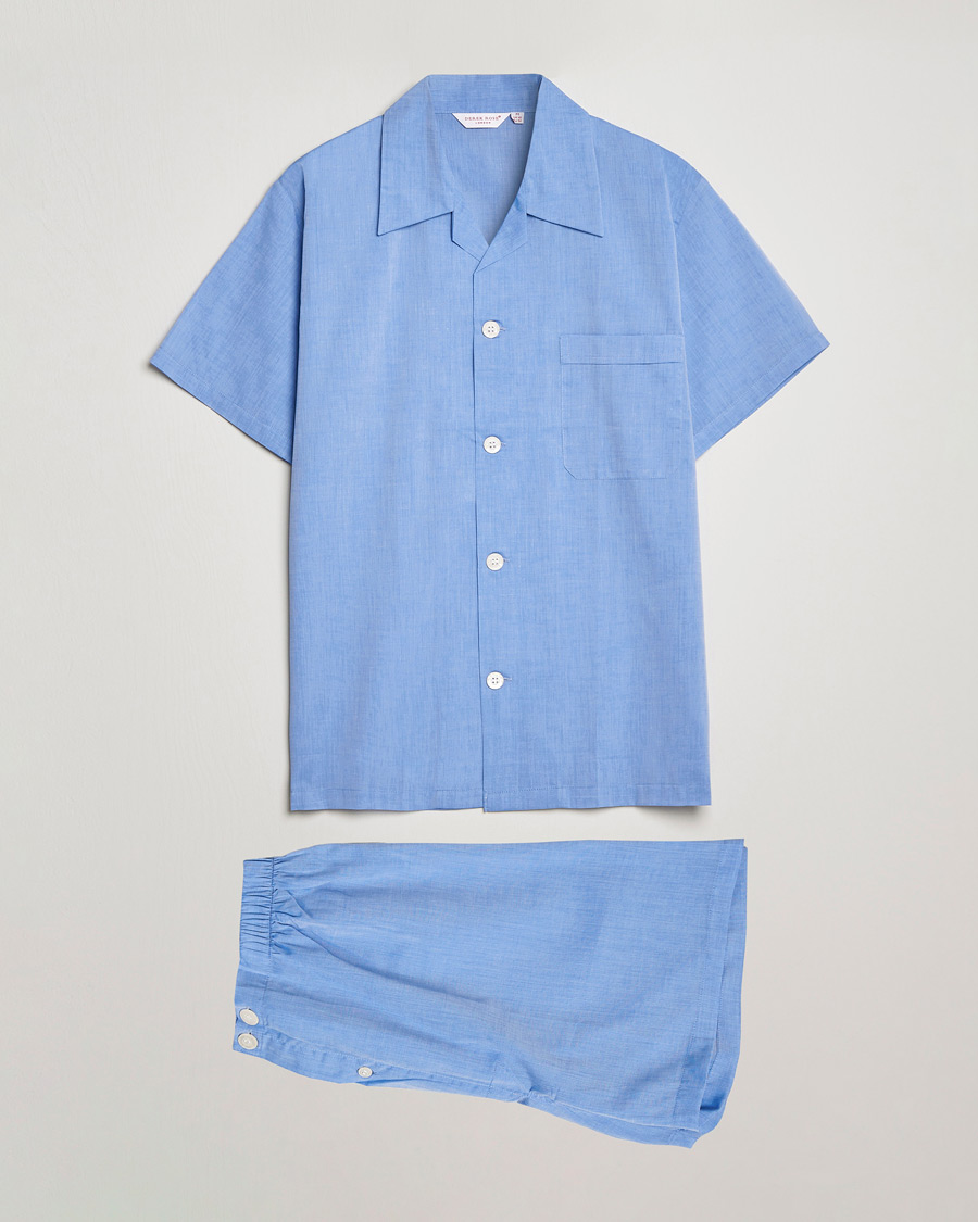 Herren | Schlafanzüge & Bademäntel | Derek Rose | Shortie Cotton Pyjama Set Blue