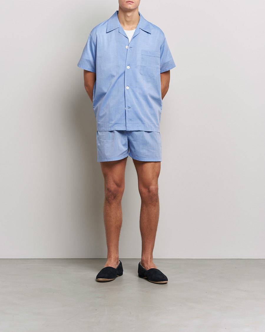 Herren | Pyjama-Set | Derek Rose | Shortie Cotton Pyjama Set Blue