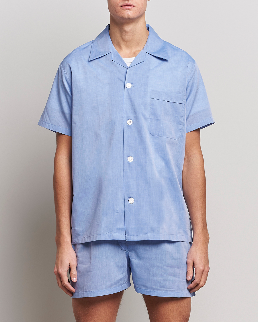 Herren | Pyjamas | Derek Rose | Shortie Cotton Pyjama Set Blue